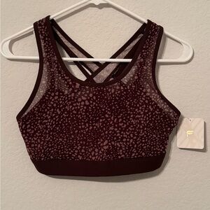 Fabletics Women's Burgundy Cheetah Sports Bra